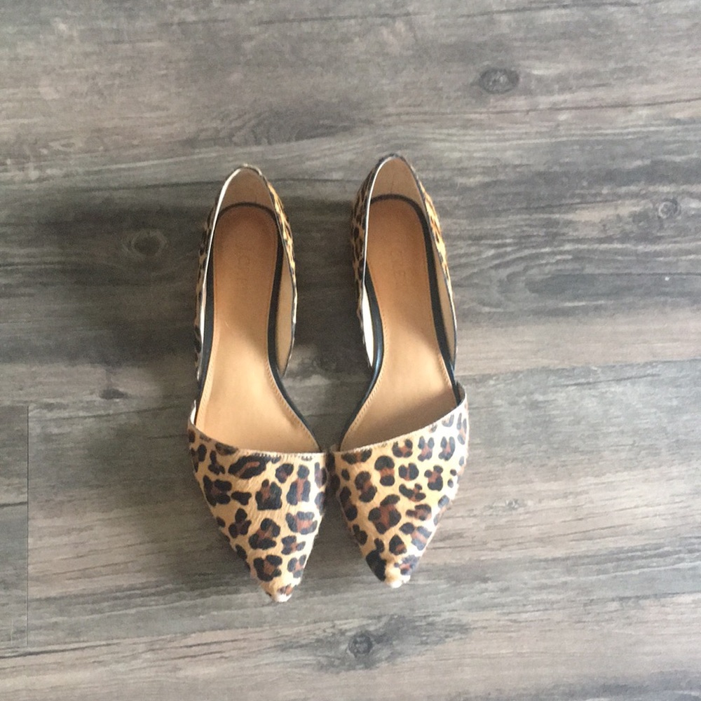J crew leopard/cheetah print pointy toe flats